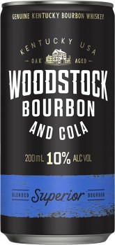 Woodstock-Bourbon-and-Cola-10-10-Pack-Cans-200mL on sale
