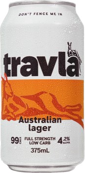 Travla+Full+Strength+Lager+Cans+375mL