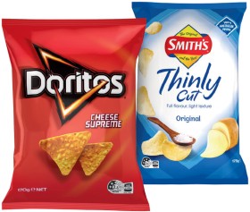 Doritos-Corn-Chips-150170g-Smiths-Thinly-Cut-175g-or-Double-Crunch-Chips-150g-Selected-Varieties on sale