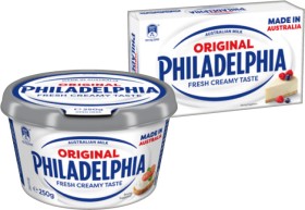 Philadelphia+Cream+Cheese+Block+or+Spreadable+Tub+250g+Selected+Varieties