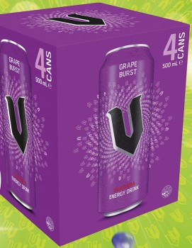 NEW+V+Grape+Burst+Energy+Drink+4x500mL