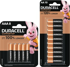 Duracell-Coppertop-Batteries-AA-10-Pack-or-AAA-8-Pack on sale