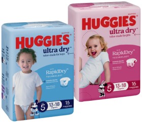 Huggies+Ultra+Dry+Nappies+14%E2%80%9122+Pack+Selected+Varieties
