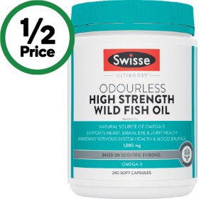 Swisse-Ultiboost-Odourless-High-Strength-Wild-Fish-Oil-Capsules-Pk-200 on sale