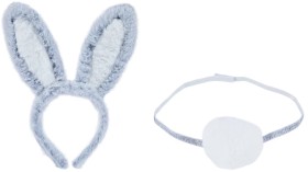 Grey+Bunny+Ears+and+Tail+Set