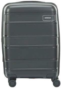 American-Tourister-Light-Max-55cm-Spinner-Expandable-Suitcase-Black on sale