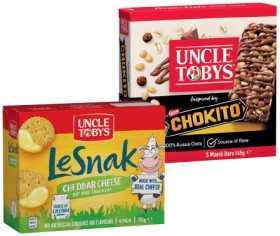 Uncle+Tobys+Muesli+Bars+5%E2%80%916+Pack%2C+Le+Snak+or+Roll%E2%80%91Ups+6+Pack+Selected+Varieties