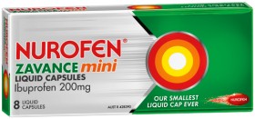 Nurofen-Zavance-Mini-Ibuprofen-200mg-Liquid-Capsules-8-Pack on sale