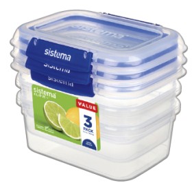 Sistema-Klip-It-Rectangle-Food-Storage-Container-1-Litre-3-Pack on sale