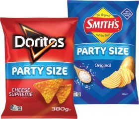 Doritos-Corn-Chips-Smiths-Crinkle-Cut-380g-or-Red-Rock-Deli-Chips-Party-Size-290g-Selected-Varieties on sale