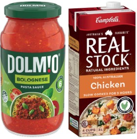 Dolmio-Pasta-Sauce-490500g-or-Campbells-Real-Stock-1-Litre-Selected-Varieties on sale