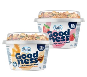 Bulla-Goodness-Greek-Style-Yogurt-n-Muesli-170g-Selected-Varieties on sale