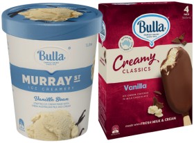 Bulla-Creamy-Classics-Ice-Cream-4-Pack-or-Murray-St-Ice-Creamery-1-Litre-Selected-Varieties on sale