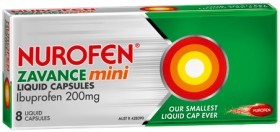Nurofen-Zavance-Mini-Ibuprofen-200mg-Liquid-Capsules-8-Pack on sale