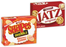 Arnotts-Shapes-130190g-or-Jatz-225g-Selected-Varieties on sale