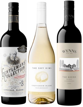 Lindemans-Gentlemans-Collection-Range-The-Shy-Kiwi-Range-or-Wynns-The-Siding-Coonawarra-Range-750mL on sale
