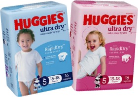 Huggies-Ultra-Dry-or-SkinProtect-Nappies-1428-Pack-Selected-Varieties on sale