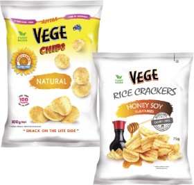 Vege-Chips-100g-or-Rice-Crackers-75g on sale