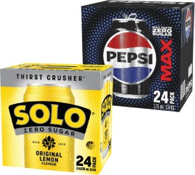 Pepsi+Max+or+Solo+Zero+Sugar+Soft+Drink+24x375mL