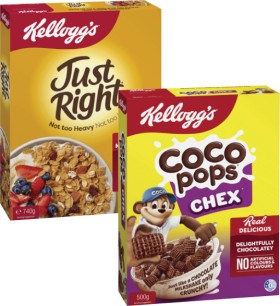 Kelloggs-Coco-Pops-Chex-500g-or-Just-Right-Cereal-740g on sale
