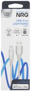 NRG+USB+A+Lightning+Cable+White+1.2+Metre