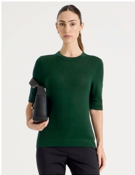 Basque+Short+Sleeve+Crew+Knit+-+Dark+Green