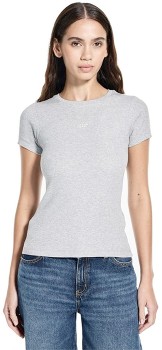 Guess-Jeans-Short-Sleeve-Embro-Slim-Top-Grey on sale