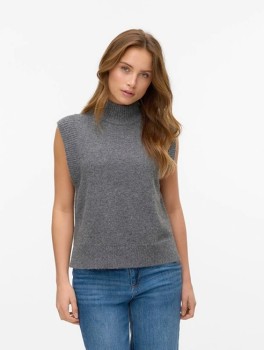 Vero-Moda-Wow-High-Neck-Vest-Medium-Grey-Melange on sale