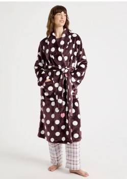 Soho+Fleece+Robe+-+Raisin+Spot+Print