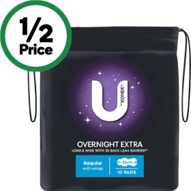U+by+Kotex+Overnight+Extra+Pads+Pk+10