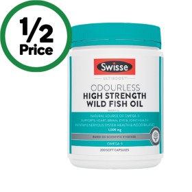 Swisse+Ultiboost+Odourless+High+Strength+Wild+Fish+Oil+Capsules+Pk+200%7E