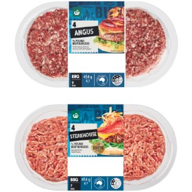 Woolworths+Australian+Beef+Burgers+Angus+or+Steakhouse+454g+Pk+4