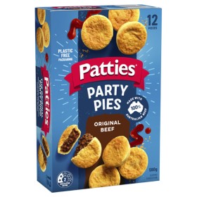 Patties+Party+Pies+or+Sausage+Rolls+450-560g+Pk+12+%26ndash%3B+From+the+Freezer