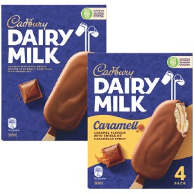 Cadbury+Ice+Cream+Bars+or+Sticks+300-360ml+Pk+4-6