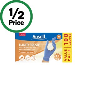 Ansell-Handy-Fresh-Nitrile-Disposable-Gloves-Pk-100 on sale