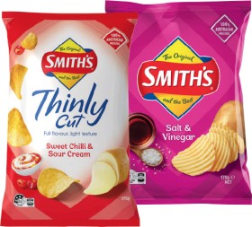 Smiths-Crinkle-150170g-or-Thinly-Cut-Chips-175g-Selected-Varieties on sale