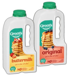 Greens-Pancake-Shake-325375g-Selected-Varieties on sale