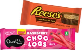 Darrell+Lea+Choc+Logs+3+Pack+or+Reese%26rsquo%3Bs+Peanut+Butter+Cups+39%E2%80%9142g+Selected+Varieties