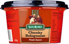 San-Remo-Fresh-Pasta-Sauce-400425g-Selected-Varieties on sale