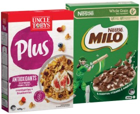 Nestl-Milo-Cereal-330340g-or-Uncle-Tobys-Plus-Cereal-410435g-Selected-Varieties on sale
