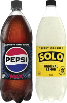 Pepsi-or-Solo-Soft-Drink-125-Litre on sale