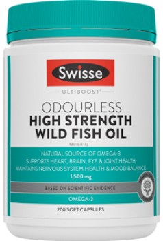 Swisse-Ultiboost-Odourless-High-Strength-Wild-Fish-Oil-Capsules-200-Pack on sale