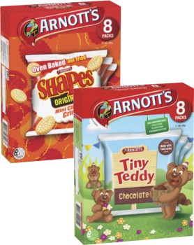 Arnotts-Tiny-Teddy-Biscuits-or-Shapes-Crackers-7-Pack-8-Pack-184g-200g on sale