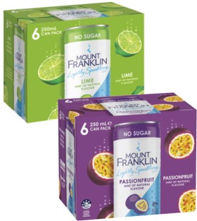 Mt+Franklin+Lightly+Sparkling+Water+6x250mL