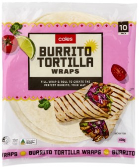 Coles-Burrito-Tortilla-Wraps-10-Pack-400g on sale