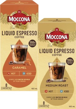 Moccona-Liquid-Espresso-Coffee-Sachets-8-Pack on sale