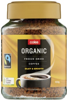 Coles-Organic-Fairtrade-Freeze-Dried-Coffee-100g on sale