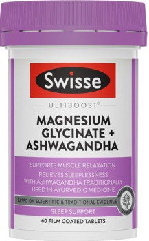 NEW-Swisse-Ultiboost-Magnesium-Glycinate-Ashwagandha-Tablets-60-Pack on sale