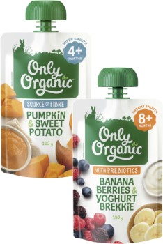 Only+Organic+4%2B+Months%2C+6%2B+Months+or+8%2B+Months+Baby+Food+Pouch+120g