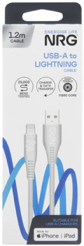 NRG+USB+A+Lightning+Cable+White+1.2+Metre